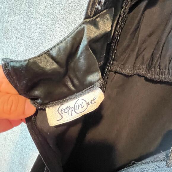 Vintage‎ 90s Black Satin Slip Dress Sheer Floral Mesh Bodice Gothic Grunge XS - Picture 4 of 7